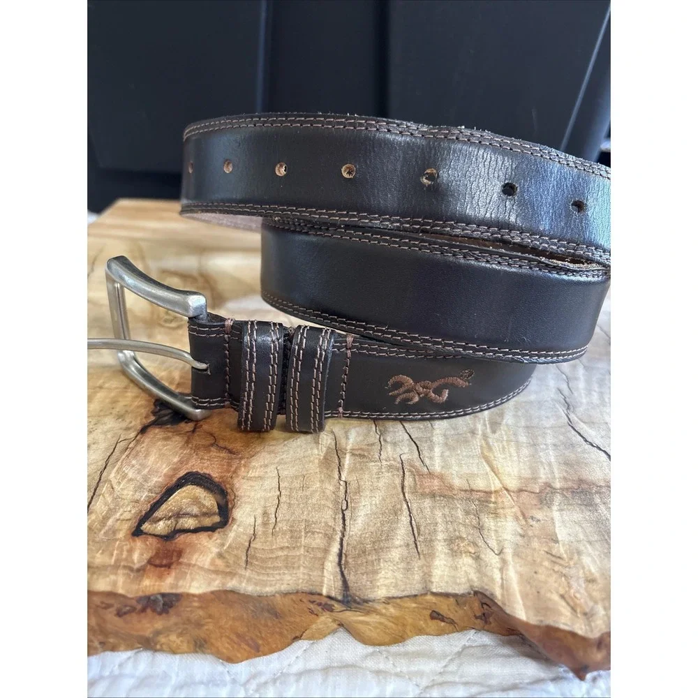 Browning Mens Leather Belt‎ Size 40 Logo NICE Condition!